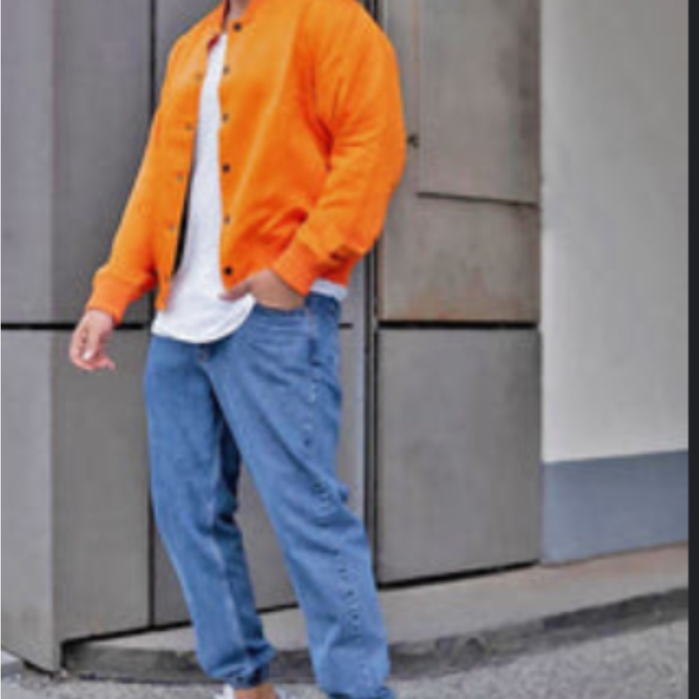 Unisex Streetwear-like Orange Jacket